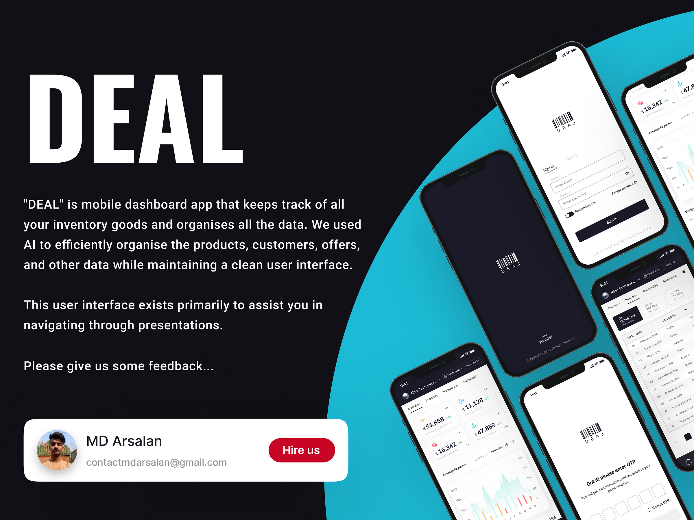 DEAL Mobile Dashboard primary Dribbble UI screen