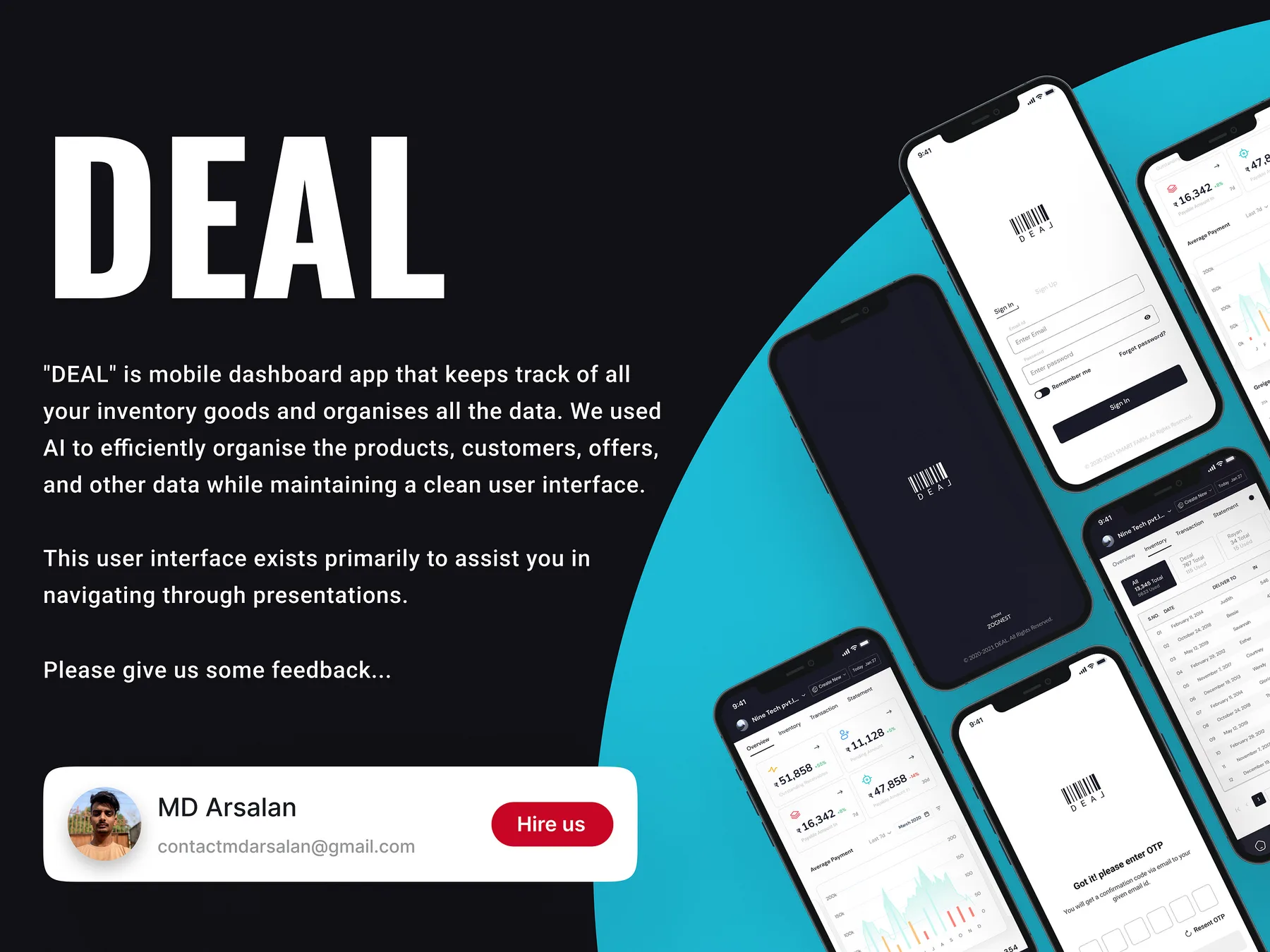 DEAL Mobile Dashboard primary Dribbble UI screen