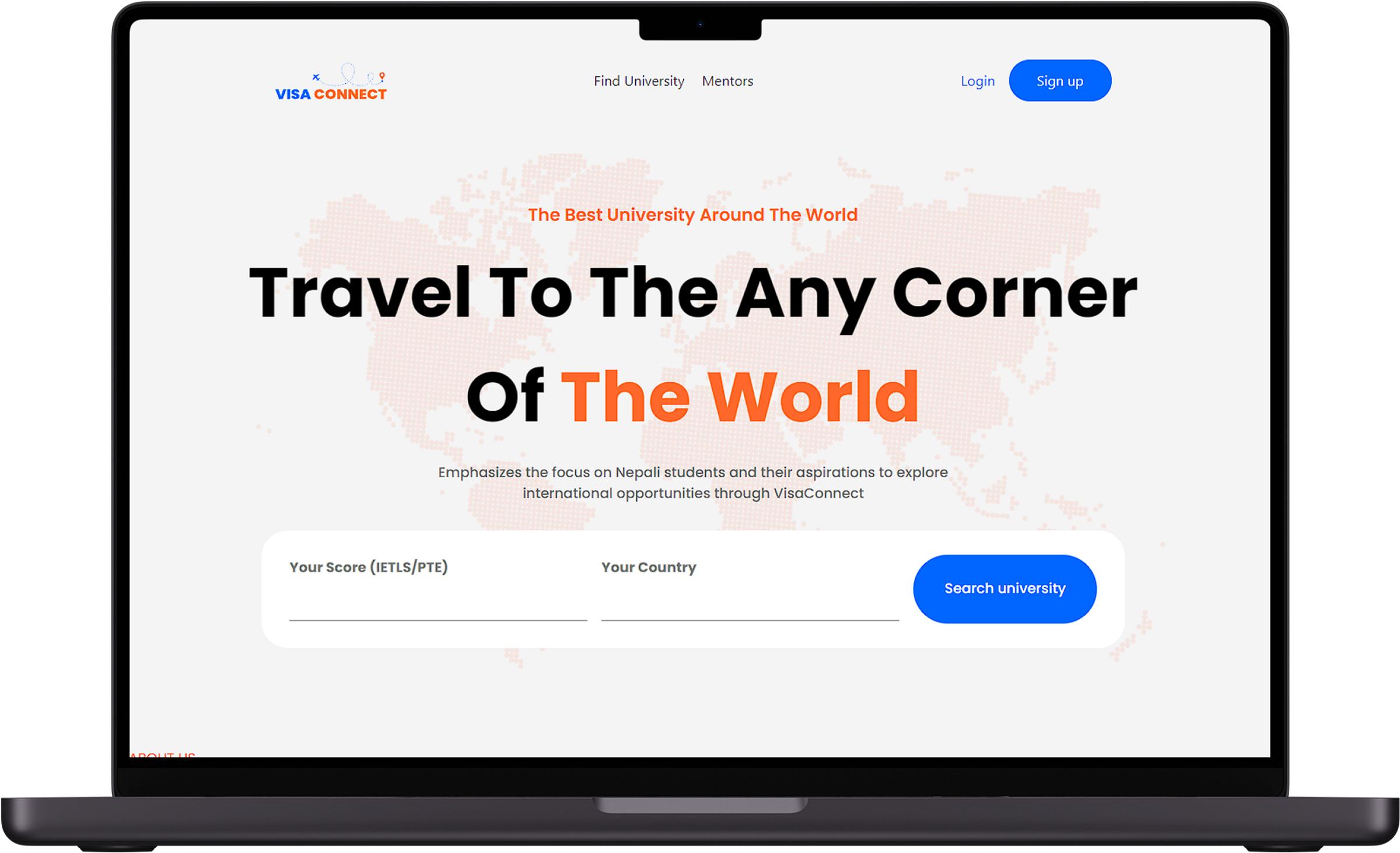 Final Year Project primary Dribbble UI screen