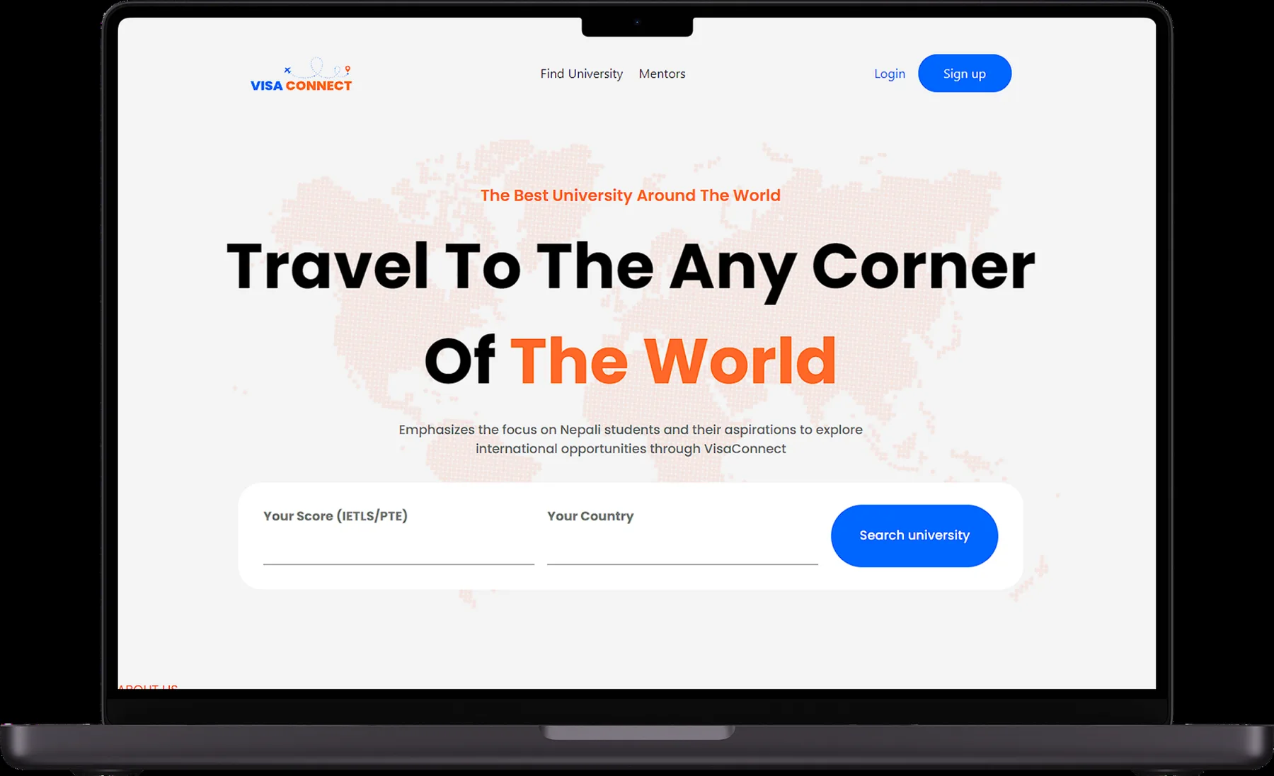 Final Year Project primary Dribbble UI screen