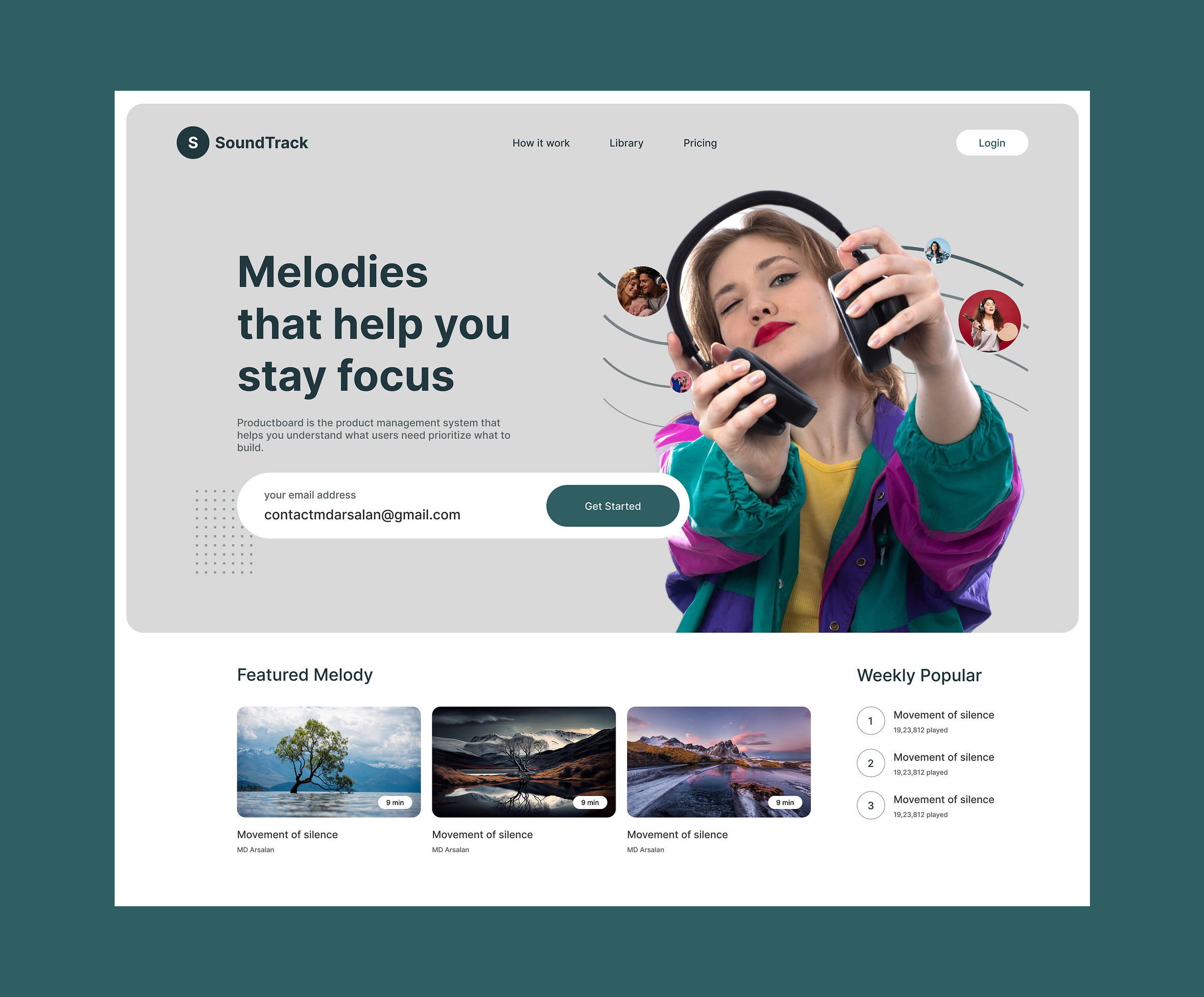Music Website Hero primary Dribbble UI screen