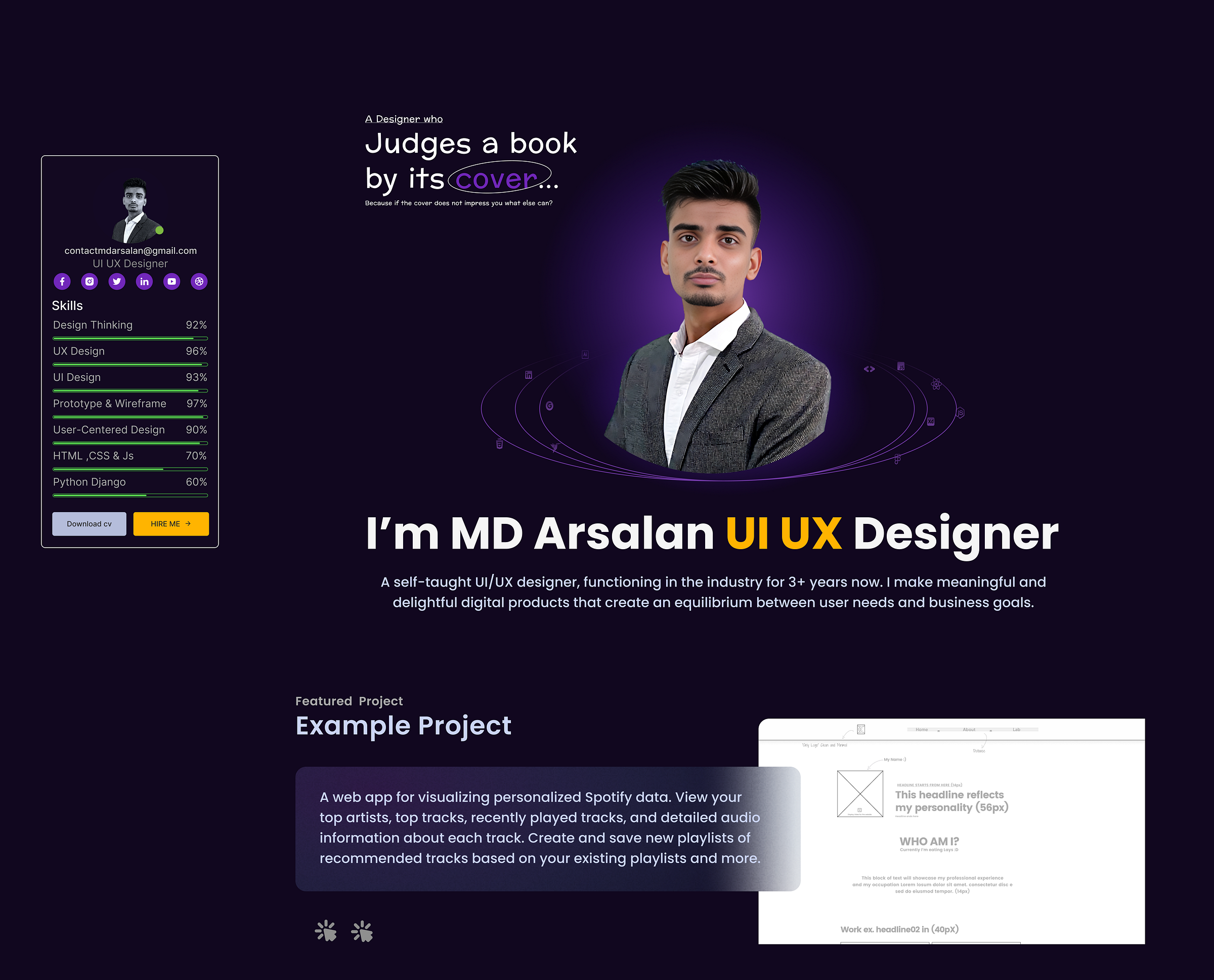 Portfolio Website Design primary Dribbble UI screen