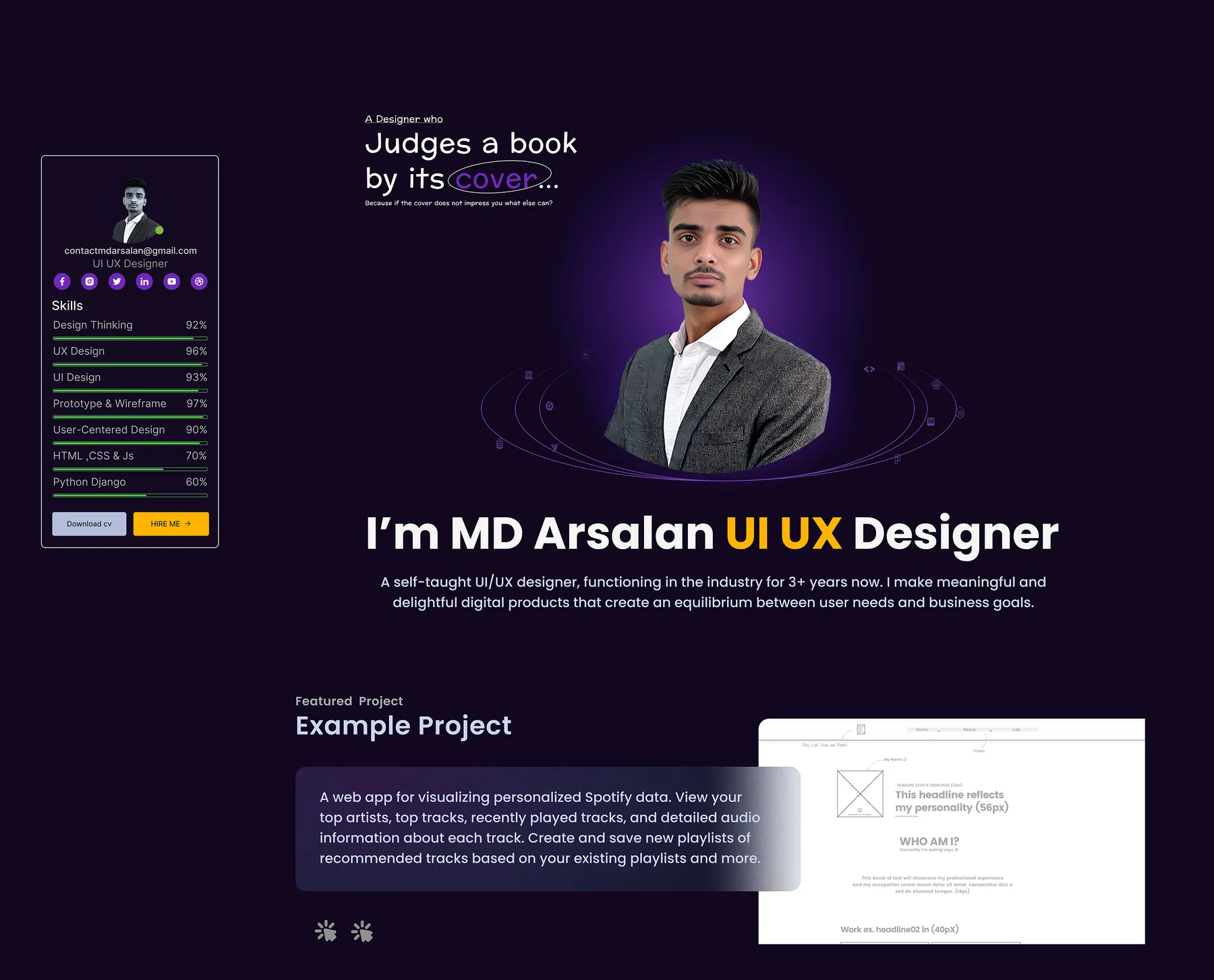Portfolio Website Design primary Dribbble UI screen