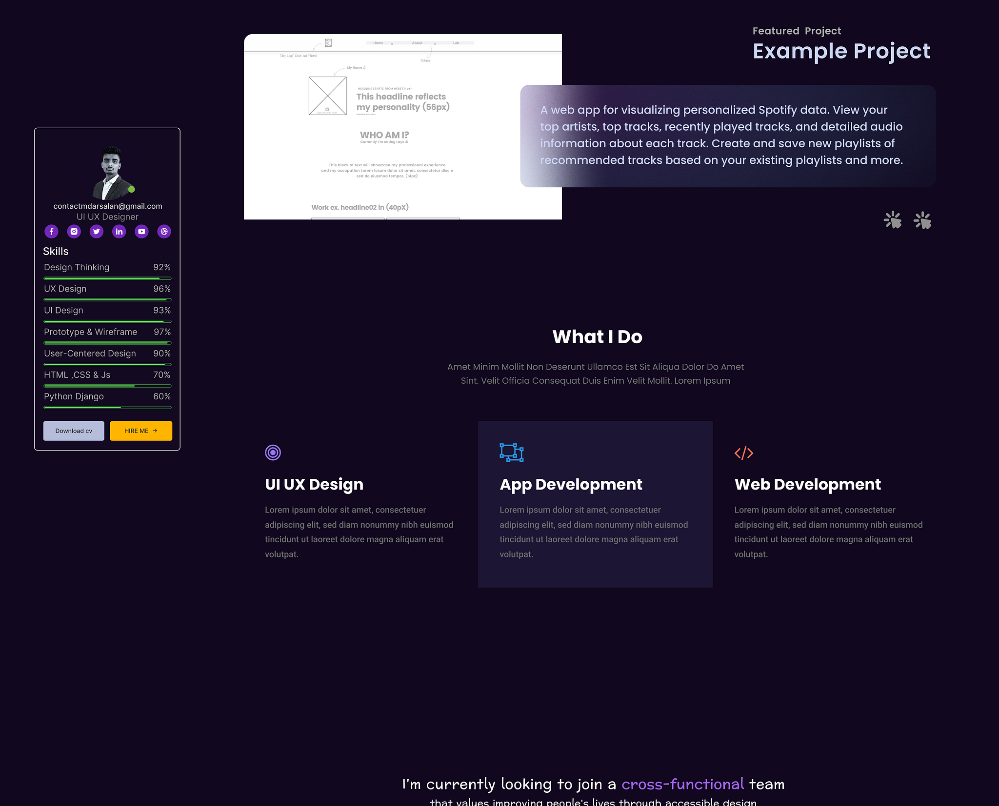 Portfolio Website Design Dribbble UI screen 2