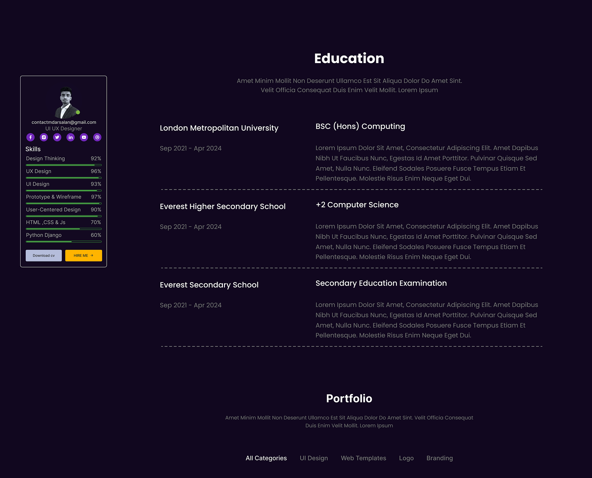 Portfolio Website Design Dribbble UI screen 4