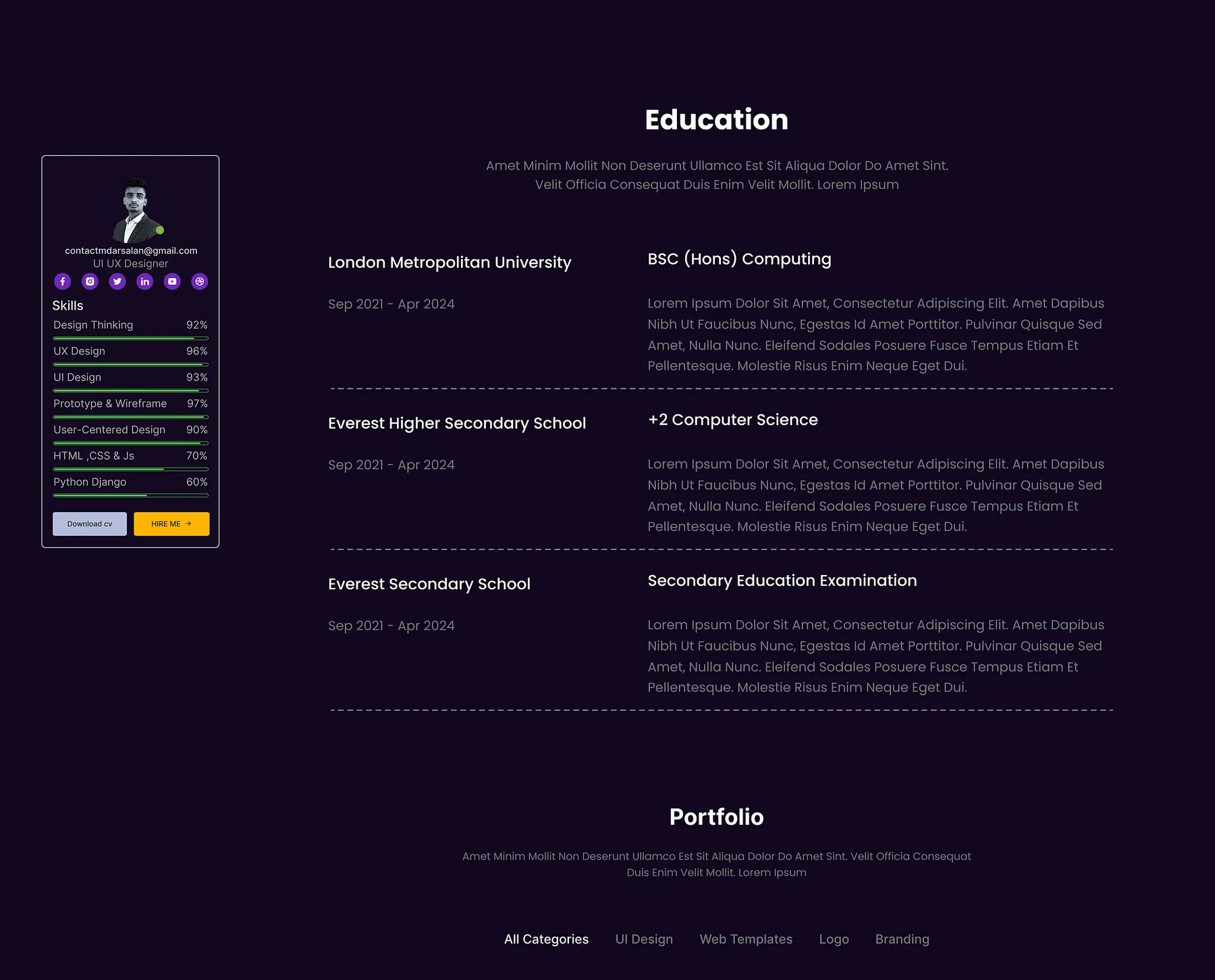 Portfolio Website Design Dribbble UI screen 4