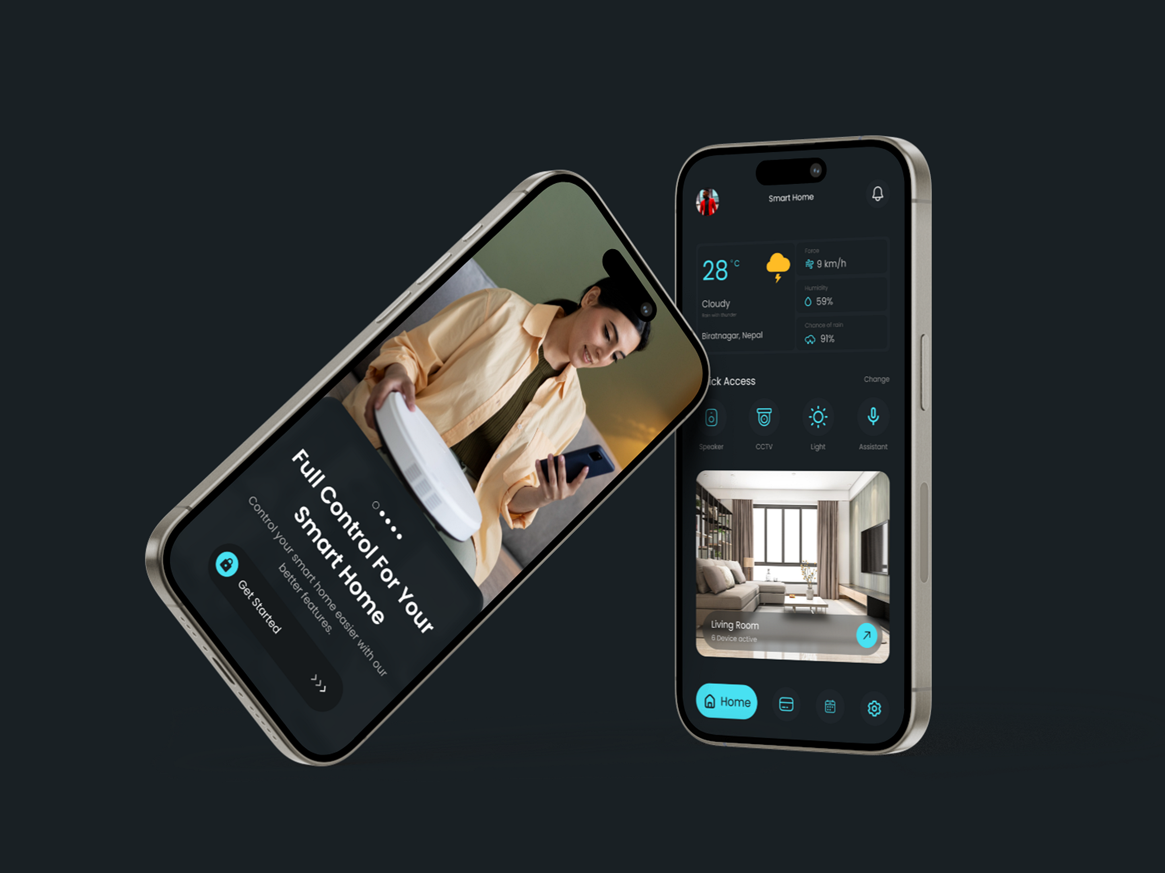 Smart Home Application primary Dribbble UI screen