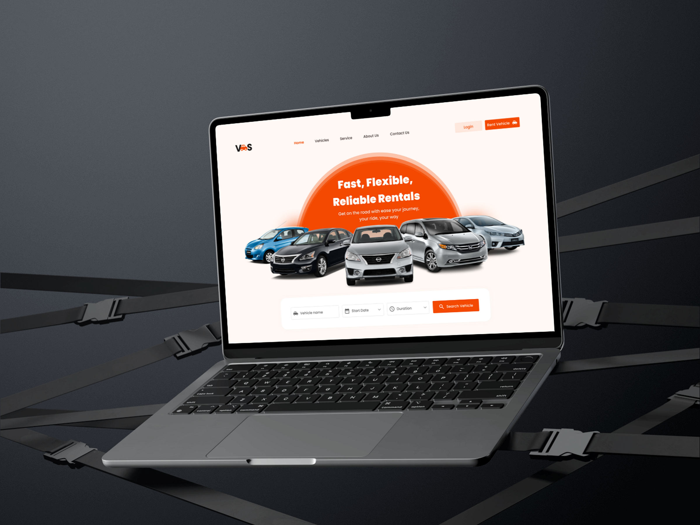Vehicle Rental Website primary Dribbble UI screen